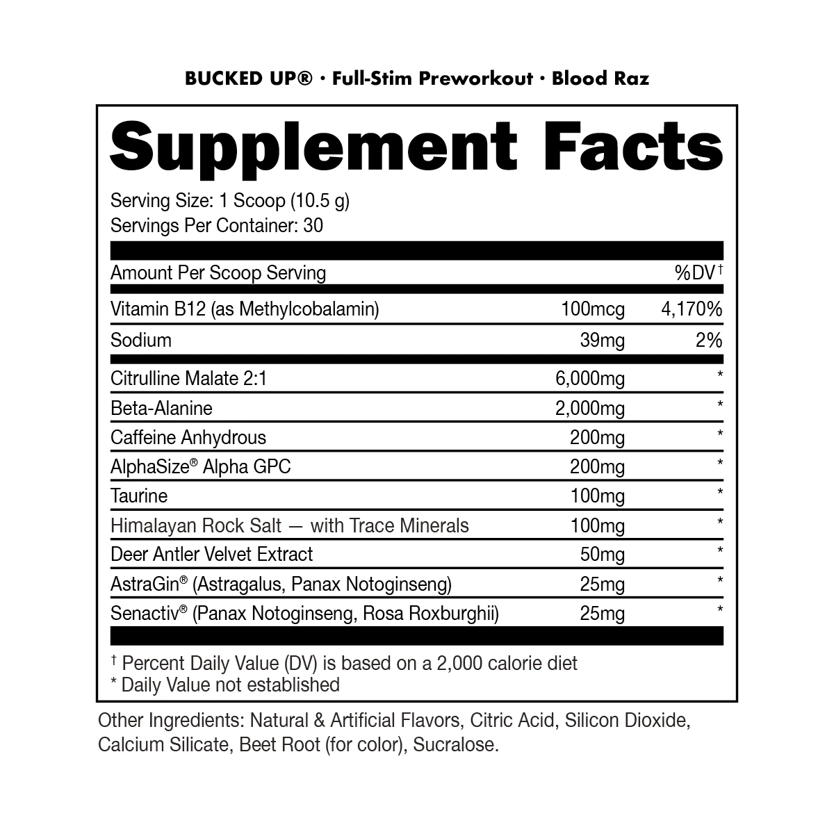 Bucked Up Preworkout 10 flavors available